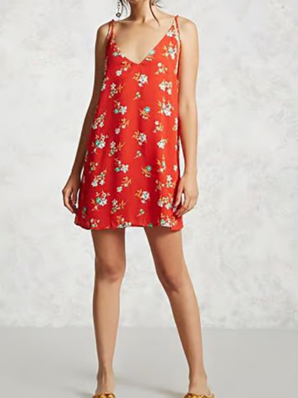 3 for $20 EVERLY Floral Sundress Spaghetti Straps Tie in Back Orange White Dress